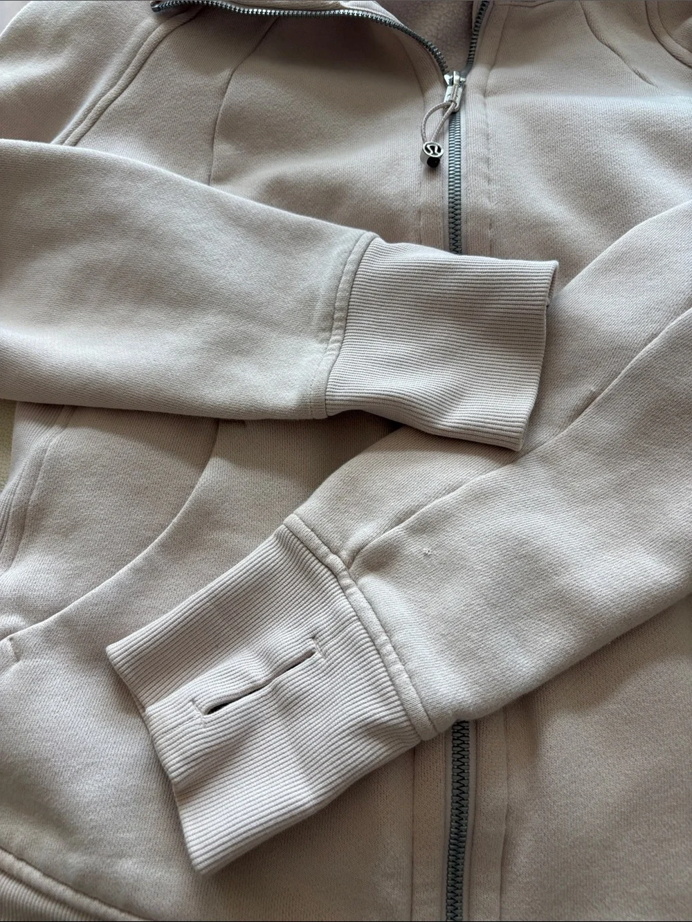 lululemon athletica Hooded Full-Zip Jacket in Light Taupe nude. 8